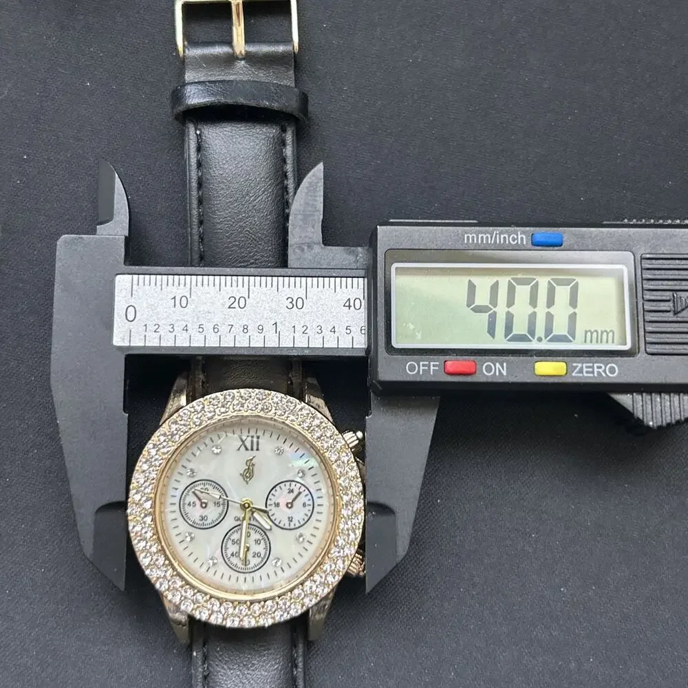 Gold Tone MOP Dial Black Band Women’s Quartz Watch